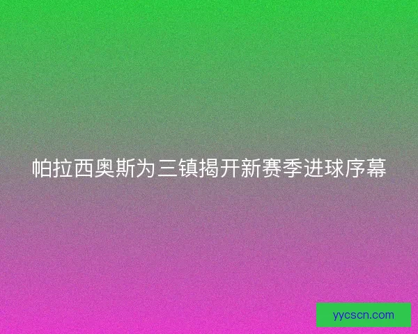 帕拉西奥斯为三镇揭开新赛季进球序幕