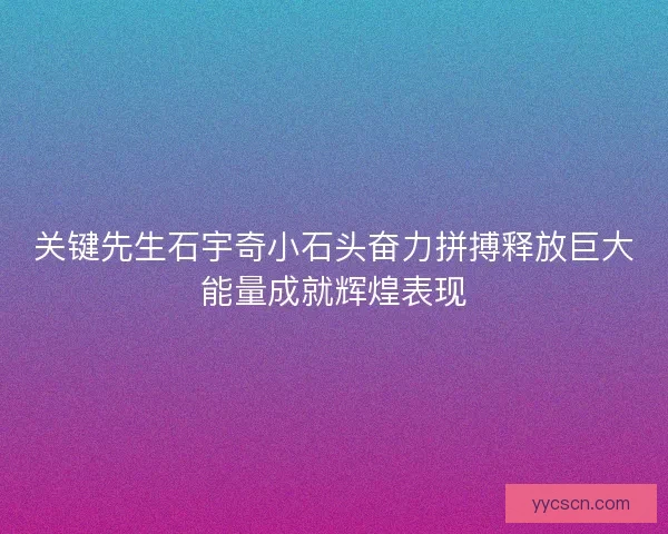 关键先生石宇奇小石头奋力拼搏释放巨大能量成就辉煌表现